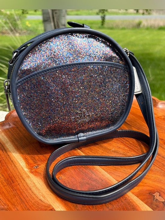 Coach Handbags - Coach Canteen Bag Limited Edition Navy Leather Rainbow Glitter F48731 EUC